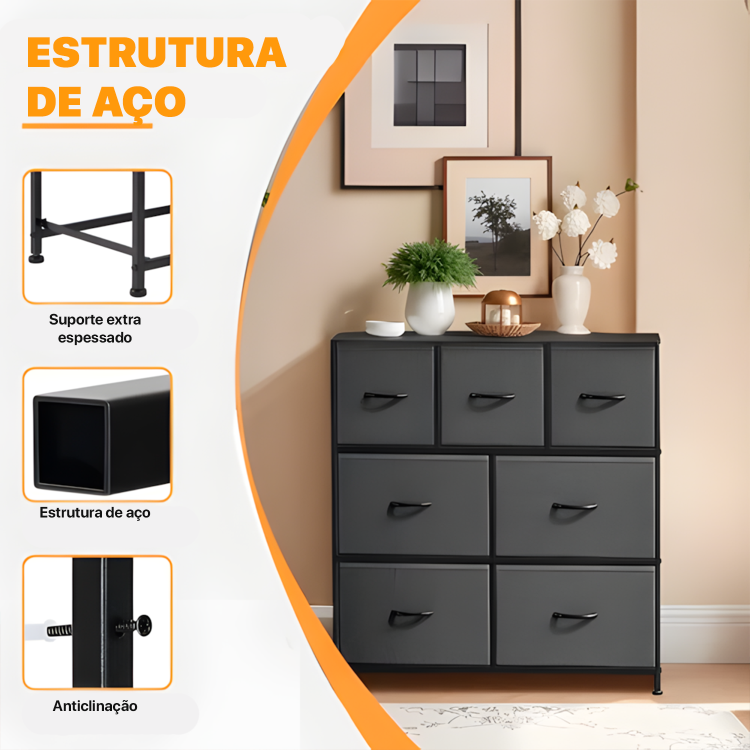 Cômoda Organizadora Decoteam Com 7 Gavetas Multiuso Cômoda Organizadora Decoteam Com 7 Gavetas Multiuso